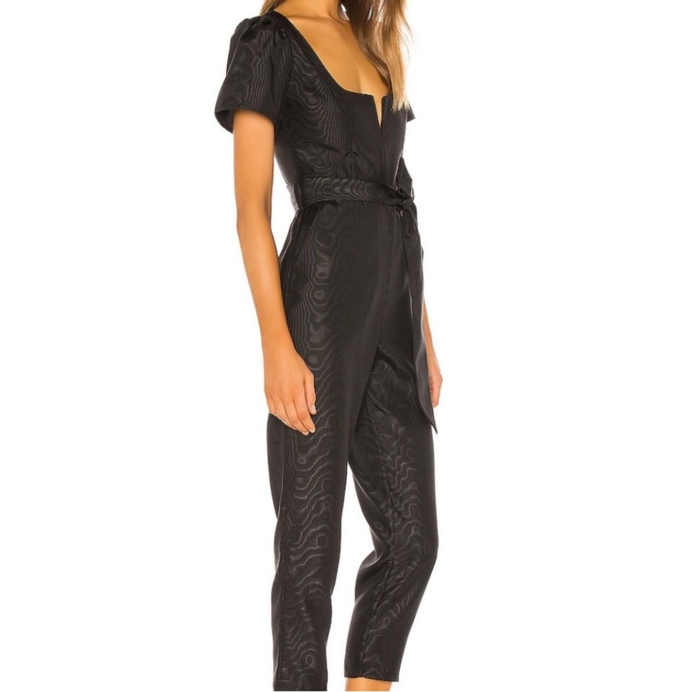 Camila Coelho Black Tie-Front Short Sleeve Jumpsuit – Large